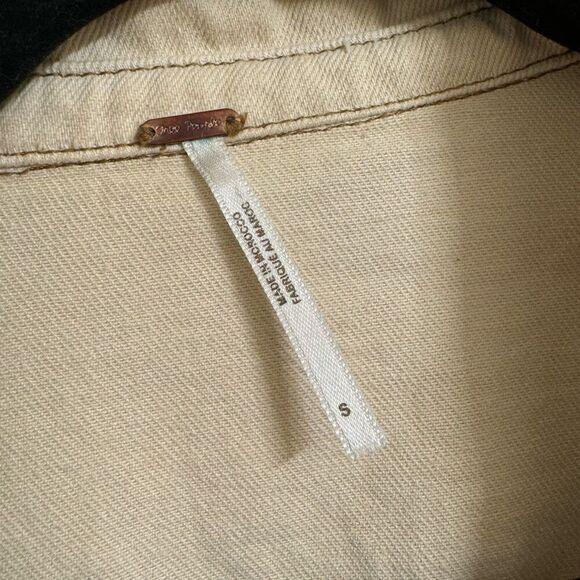 Free People Ivory Ecru Eisenhower Button Up Jean Jacket Small - Picture 3 of 10